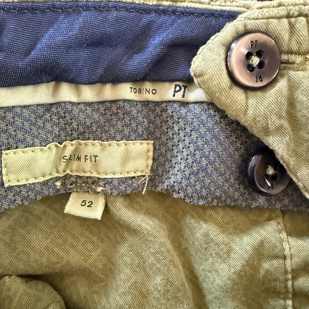 PT Torino Corduroy Pants Mens 52 36x30 Lime Green Slim Fit Stretch Cuffed Italy - Picture 4 of 12